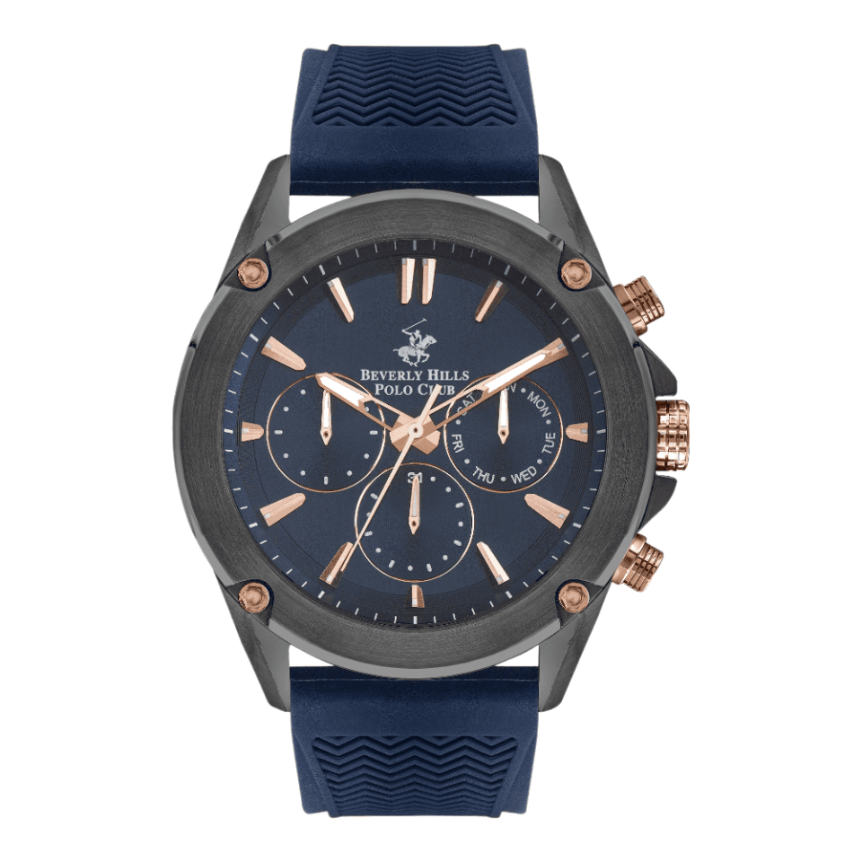 ساعة بيفرلي هيلز بولو كلوب الرجالية Multi Function Dark Blue Dial Watch – BP3324X.099