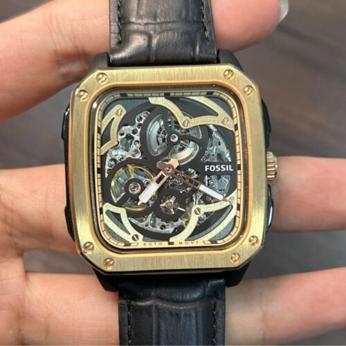 ساعة يد رجالي أوتوماتيكية ميكانيكية ذهبي أسود فوسيل Fossil Bq2572