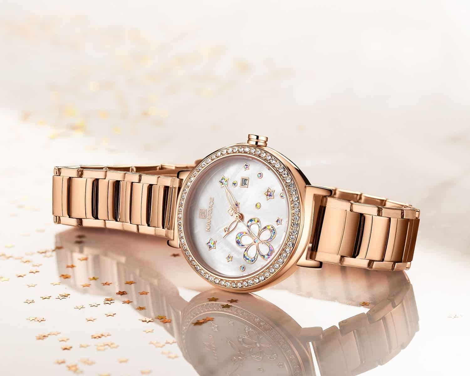 ساعة نافي فورس حريمي NF5016-RG-W