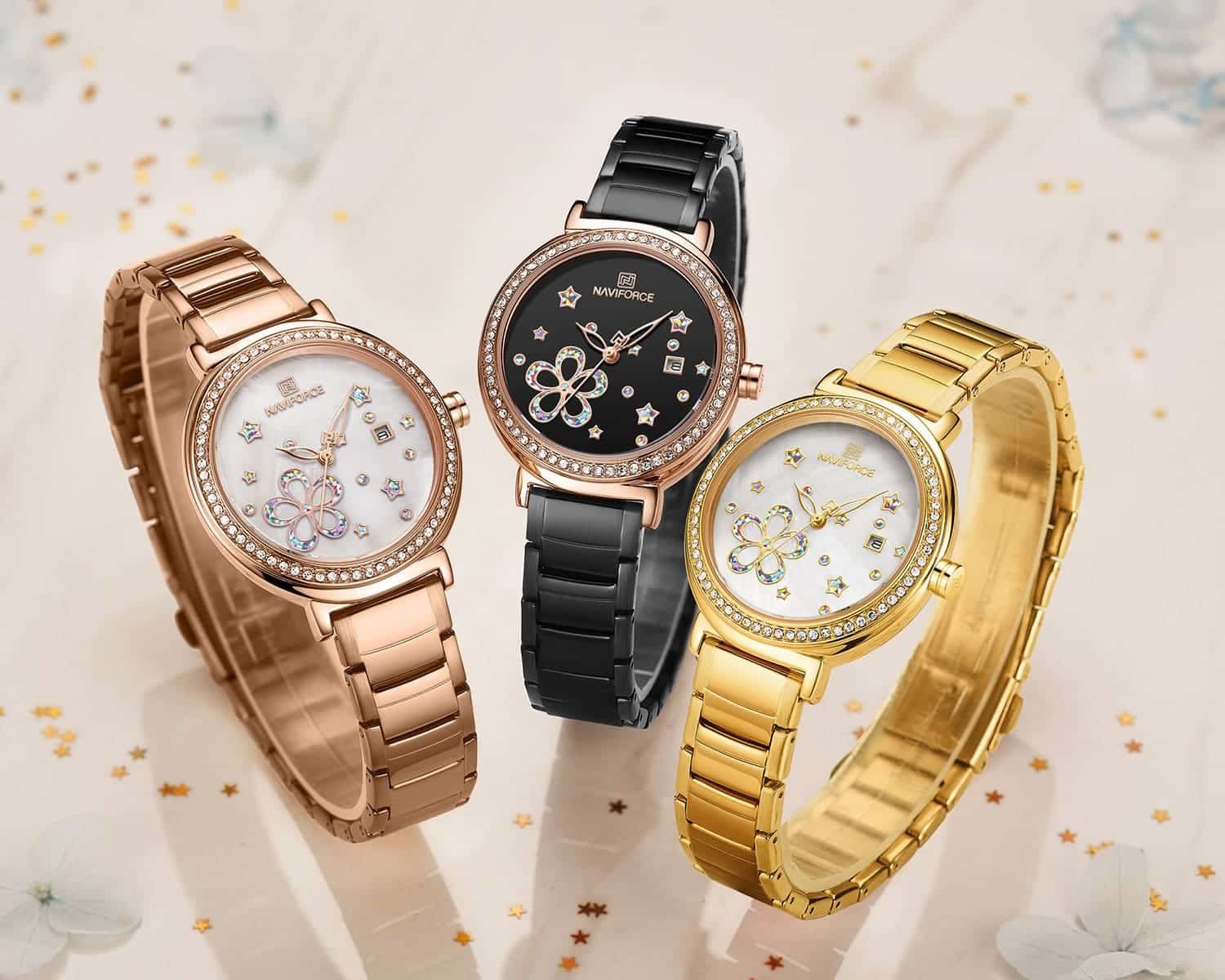 ساعة نافي فورس حريمي NF5016-RG-W