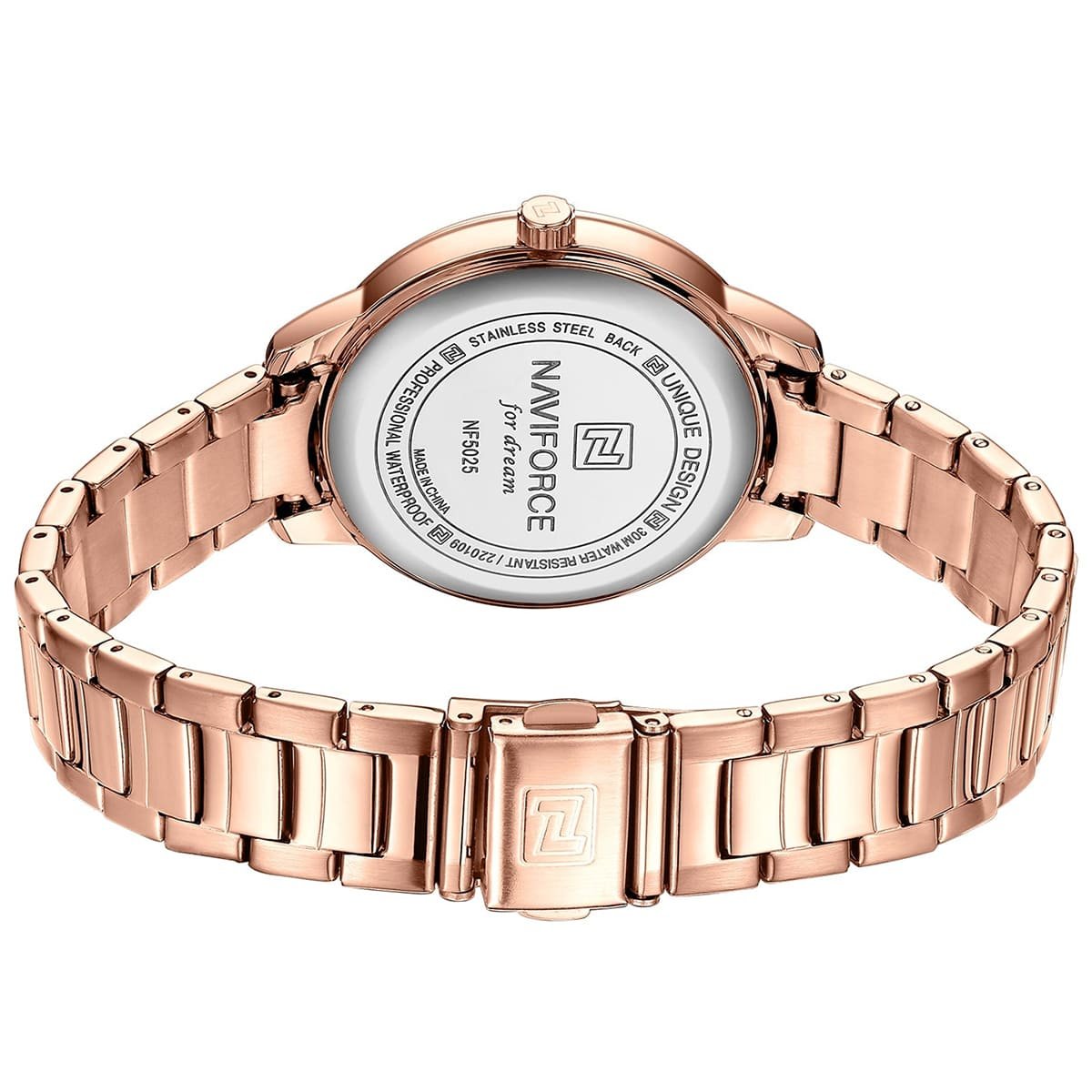 ساعة نافي فورس حريمي NF5025-RG-BE