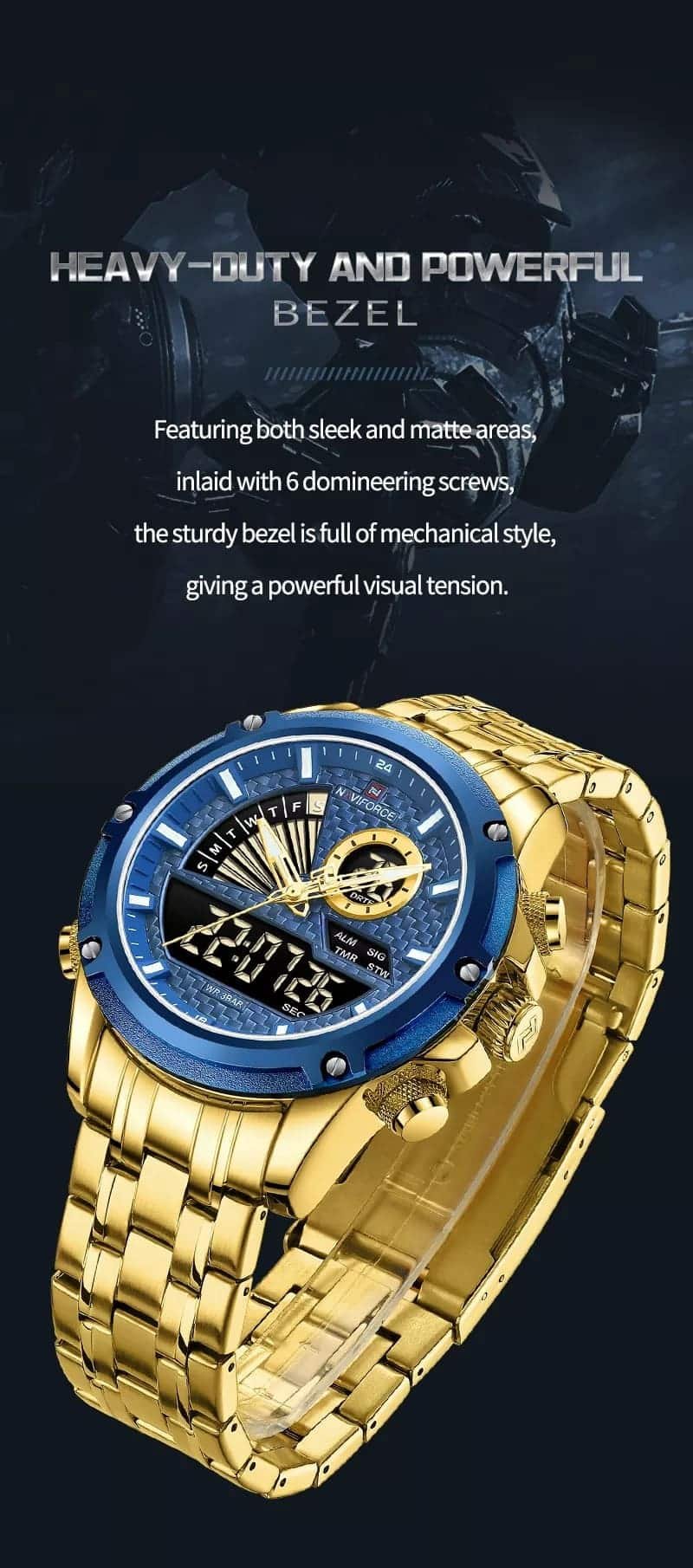 ساعة نافي فورس رجالي NF9205-G-BE