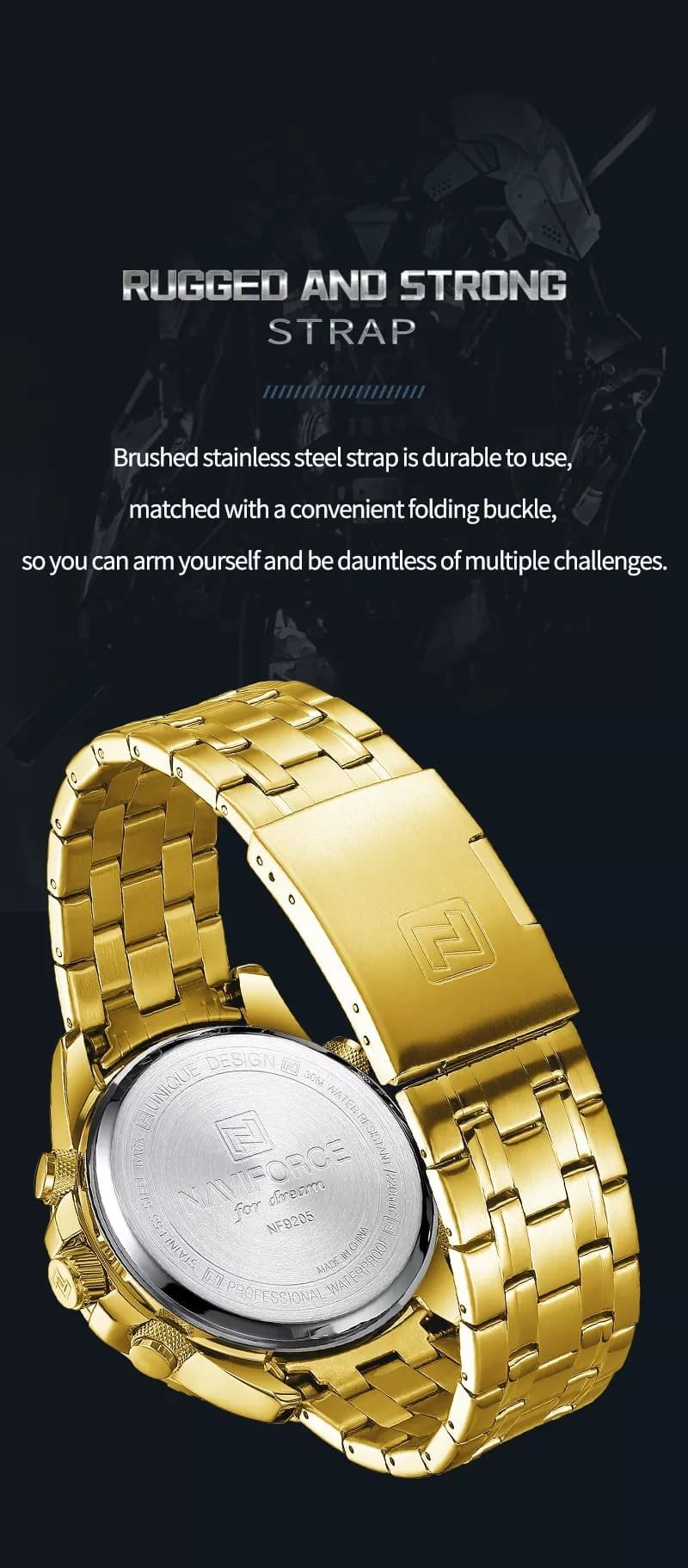 ساعة نافي فورس رجالي NF9205-G-BE