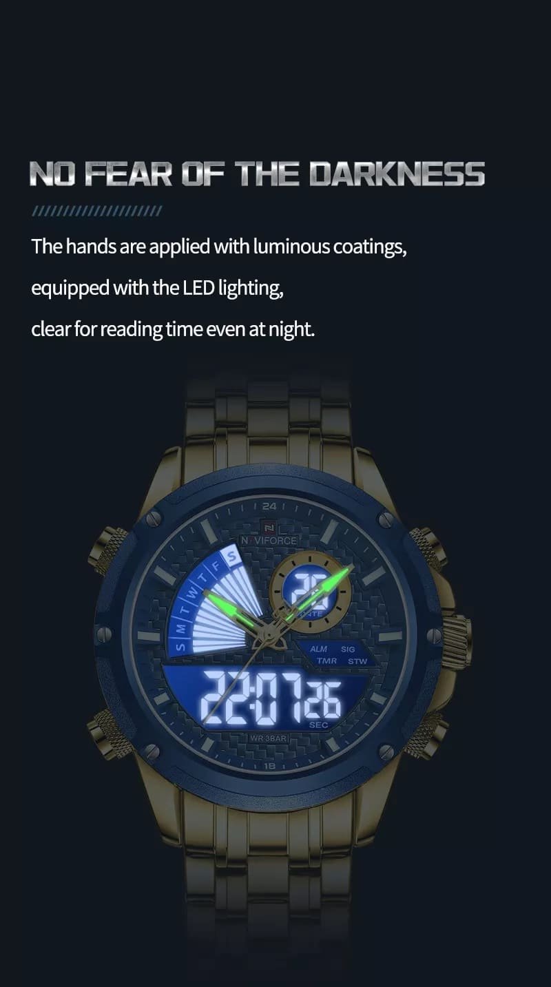 ساعة نافي فورس رجالي NF9205-G-BE