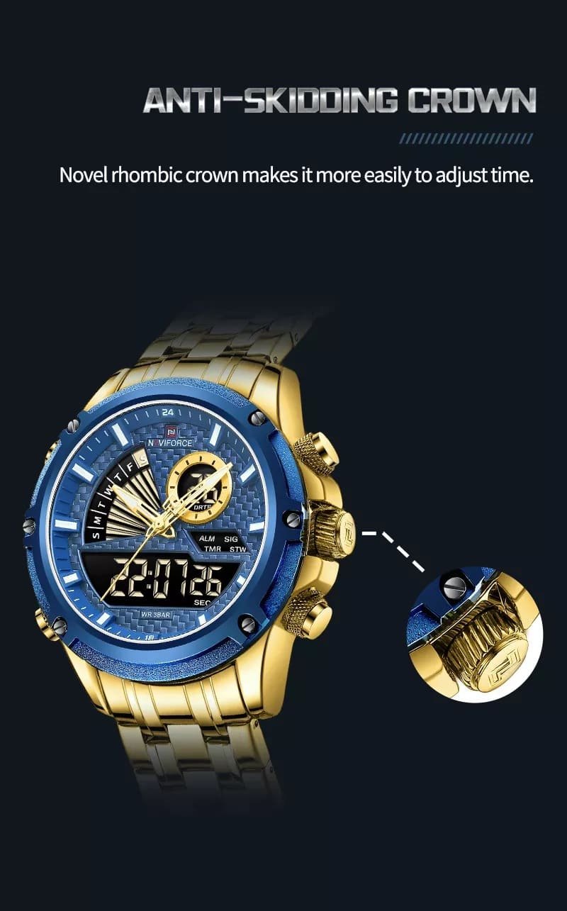 ساعة نافي فورس رجالي NF9205-G-BE