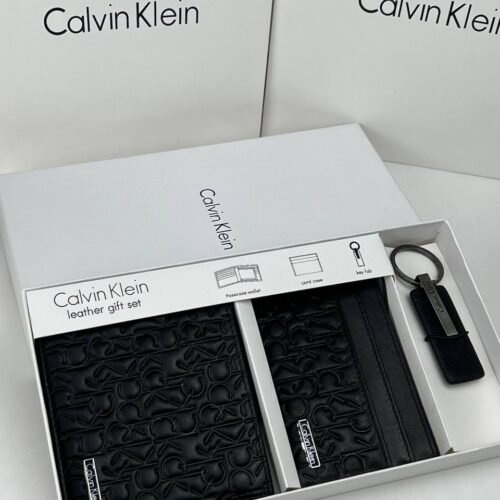 طقم من كالفن كلاين مكون من محفظه ومادليه وكراته رجالي