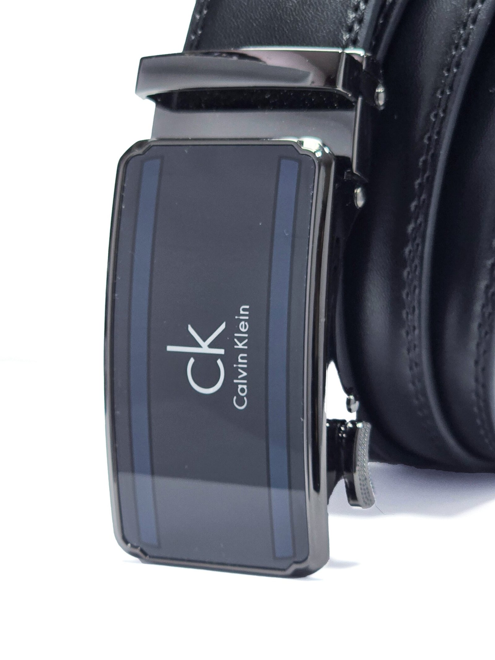 CK Black Leather Belt – Automatic Buckle #24 - الصورة 2