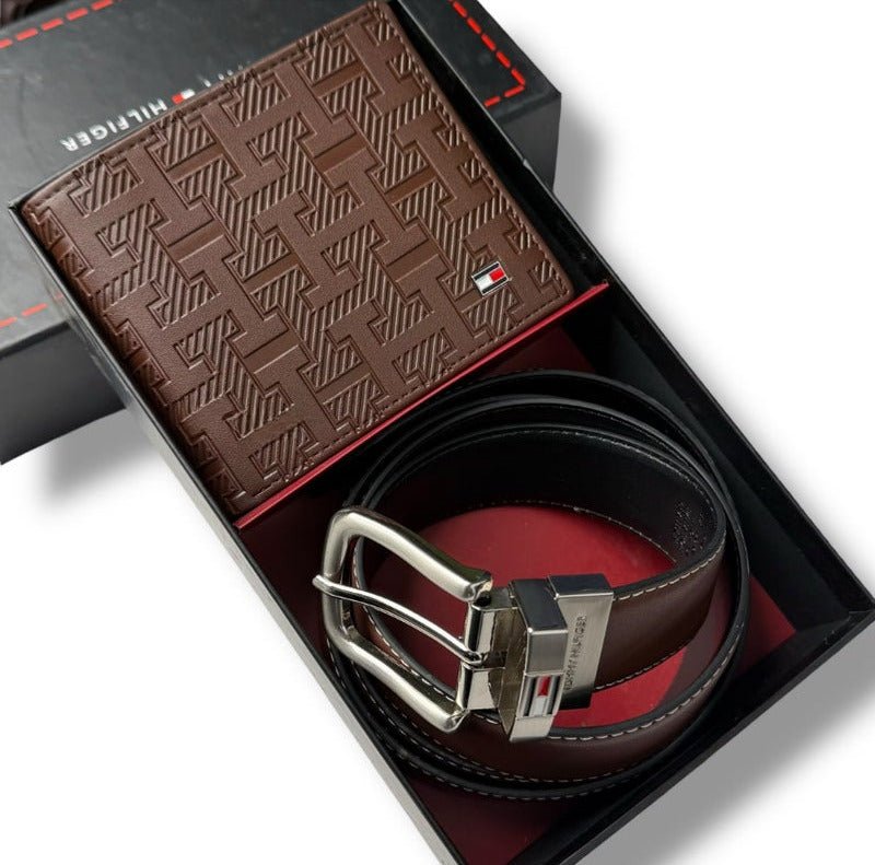 TH Brown Leather Wallet-Belt Set For Men 4# - الصورة 2
