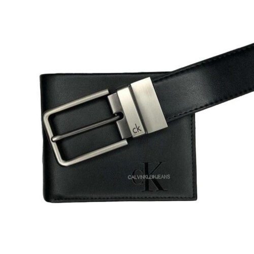 CK Black Leather Wallet-Belt Set For Men 11#