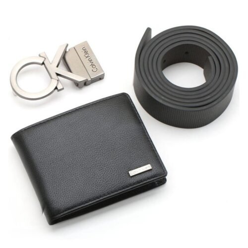 CK Black Leather Wallet-Belt Set For Men 13#