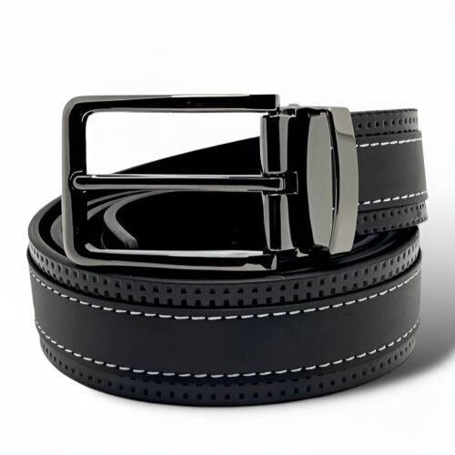 TH x MB Black Leather Belt For Men 24#