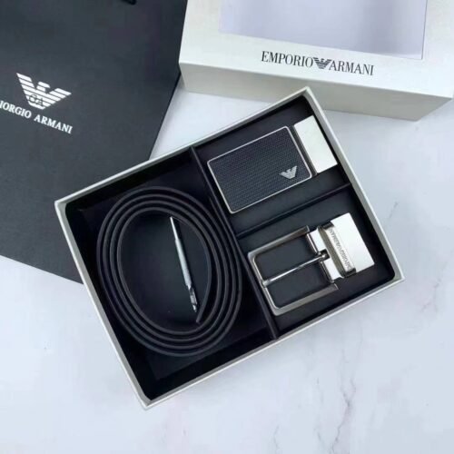 حزام جلد رجالي دبل فيس ماركة امبوريو أرماني