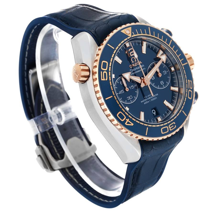 Seamaster Planet Ocean 600M 45.5 mm steel ‑ Sedna gold on leather strap with rubber lining - الصورة 3
