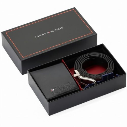 Tommy Hilfiger Men’s Leather Belt & Wallet Set | Reversible Design #225