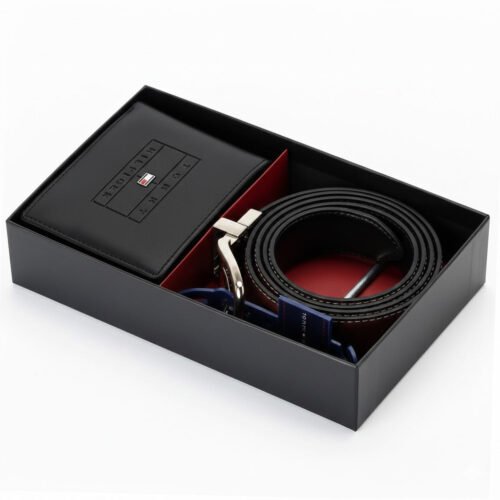 Tommy Hilfiger Men’s Leather Belt & Wallet Set | Reversible Design #226